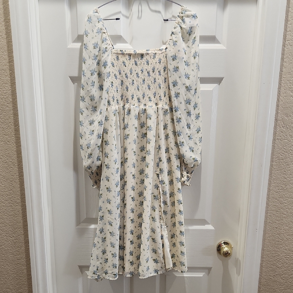 Floral Print Cream Dress